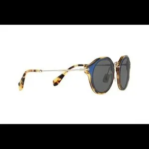 Miu Miu New Sunglasses Authentic Acetate Sunglasses Havana 49mm MU51SS MIU MIU MU 52YS ZVF1V1 Rose Gold Havana Blue Lens Women  main image 4
